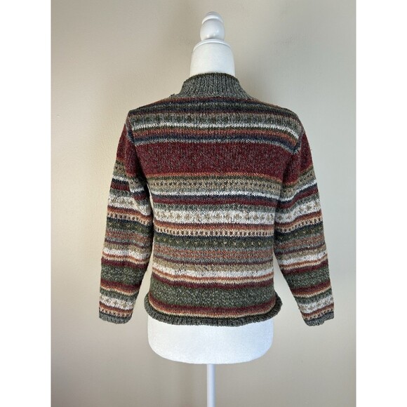 Dressbarn Sweater Pullover Petite M Vintage Wool Fair Isle Nordic Stripe Knit - Picture 2 of 3
